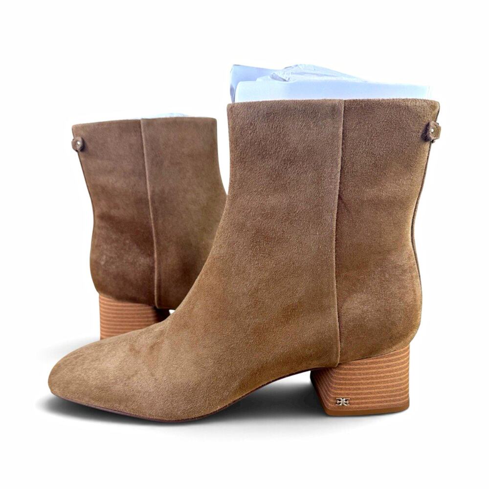 Size 12M Sam Edelman Kinzey Brown Suede Ankle Bootie Zip Almond Toe